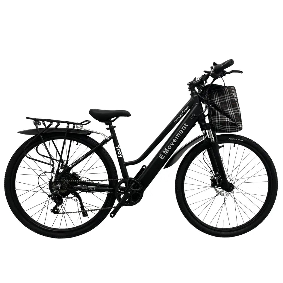 E-MOVEMENT E-BIKE - Troy City 250W – Step-Through Electric Road Bike in Black