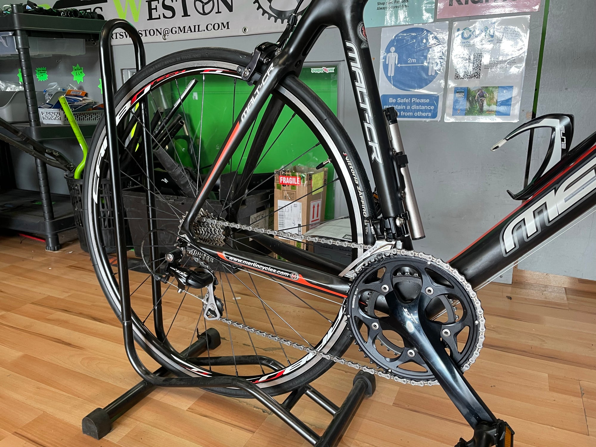 MERLIN MALT CR FULL CARBON FINRE ROAD BIKE BLACK/RED