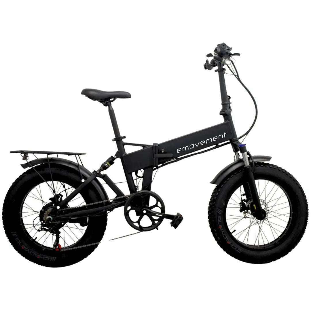 E-Movement E-Bike  - Panther 500W 14AH Battery – Fat Tyre Black Folding Bike
