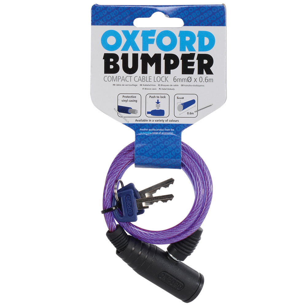 Oxford Bumper Steel Cable Lock Purple 6mm x 600mm