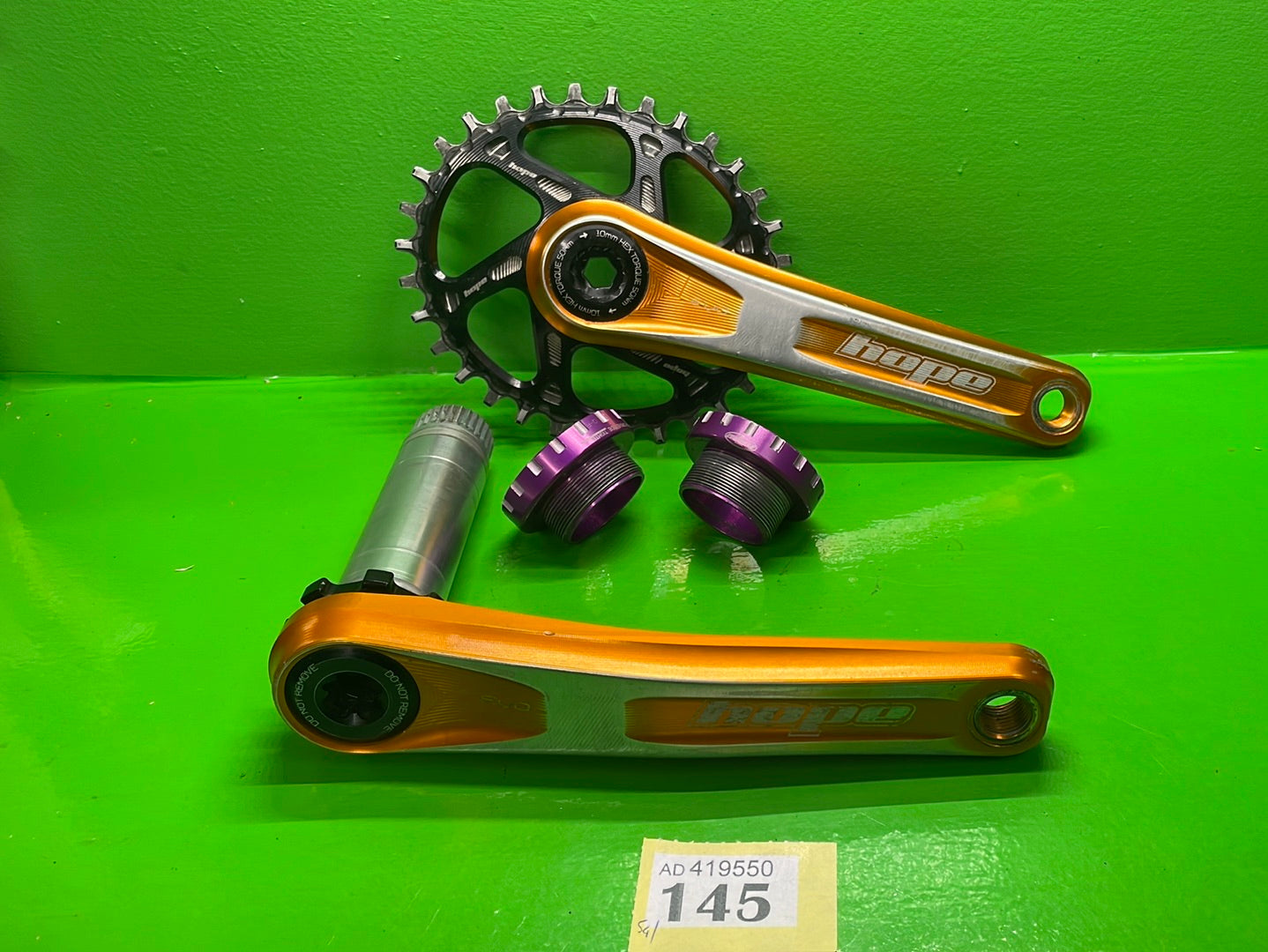 HOPE TECH EVO CRANK/CHAINSET 'ORANGE'+HOPE BB30+HOPE CHAIN RING NW MTB sg/145